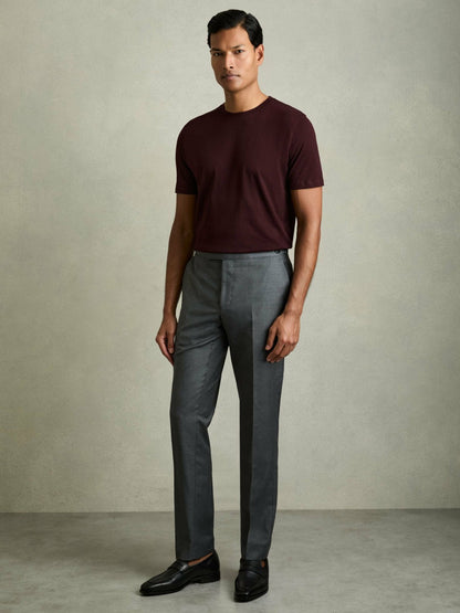 Cotton Crew Neck T-Shirt in Bordeaux | Reiss Men Best Seller