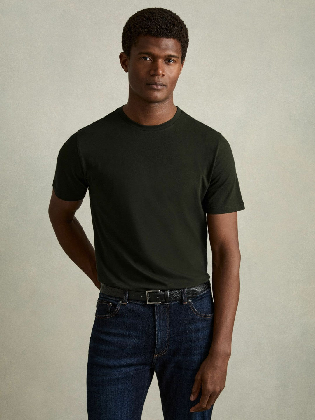 Cotton Crew Neck T-Shirt in Oxidised Green | Reiss Men Recommended