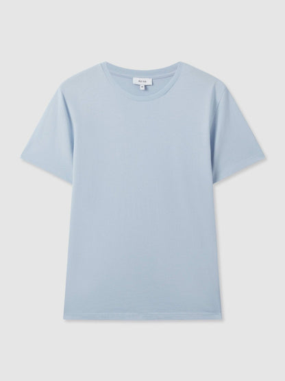 Cotton Crew Neck T-Shirt in Soft Blue | Reiss Men New
