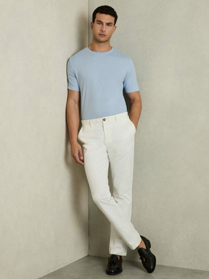 Cotton Crew Neck T-Shirt in Soft Blue | Reiss Men New