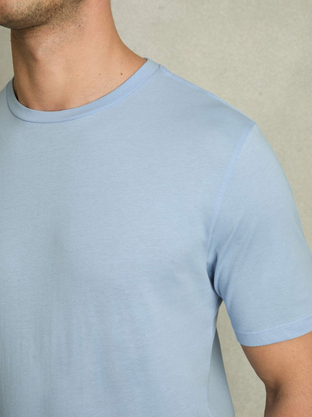Cotton Crew Neck T-Shirt in Soft Blue | Reiss Men New