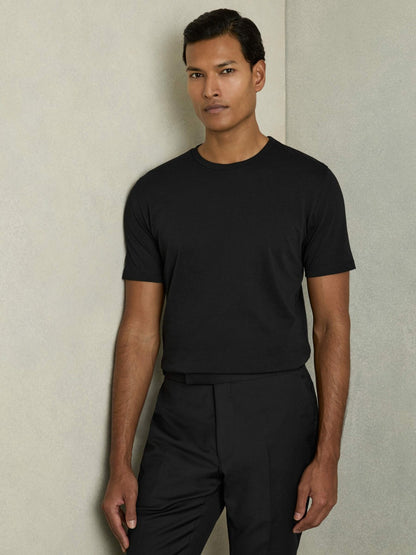 Cotton Crew Neck T-Shirt in Black | Reiss Men Recommended