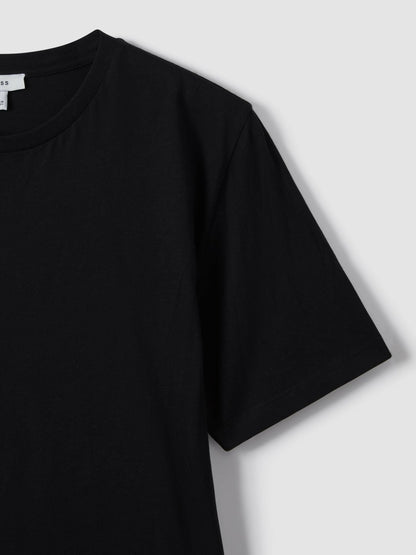Cotton Crew Neck T-Shirt in Black | Reiss Men Recommended