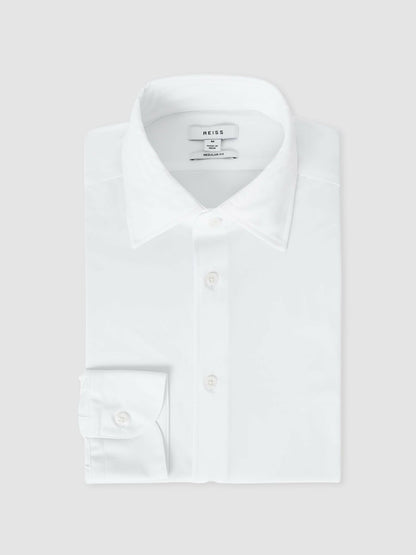 Regular Fit Button-Through Travel Shirt in White | Reiss Men Featured