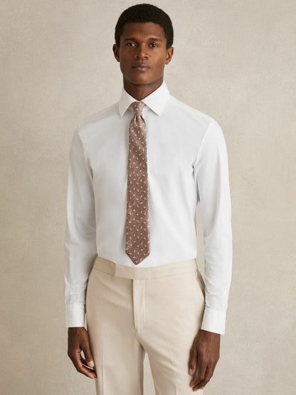 Regular Fit Button-Through Travel Shirt in White | Reiss Men Featured