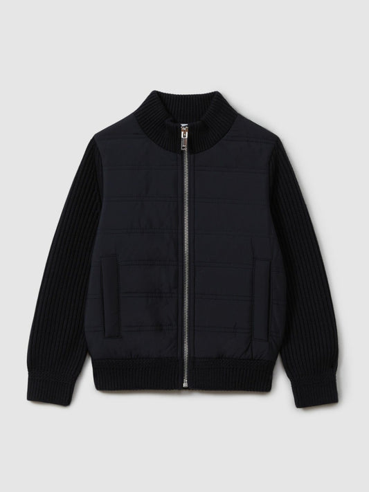 9-14 yrs Hybrid Zip Through Quilted Jacket in Navy | Reiss Children & Baby Recommended