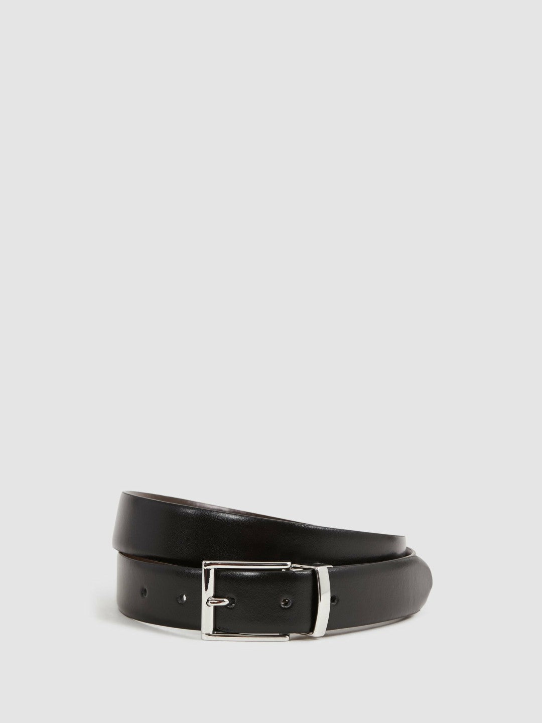 Reversible Leather Belt in Black/Dark Brown | Reiss Men Premium