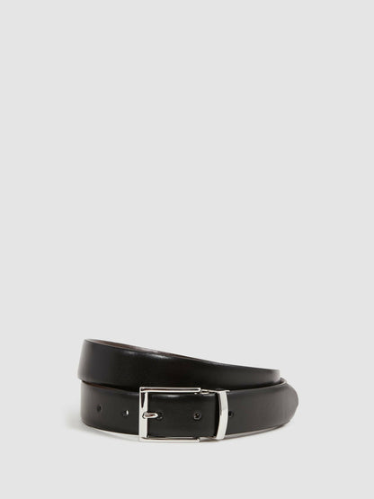 Reversible Leather Belt in Black/Dark Brown | Reiss Men Premium