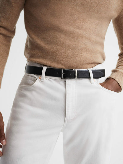 Reversible Leather Belt in Black/Dark Brown | Reiss Men Premium