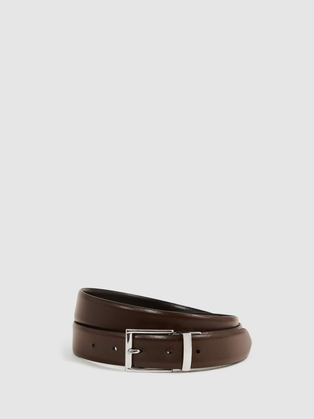 Reversible Leather Belt in Black/Dark Brown | Reiss Men Premium