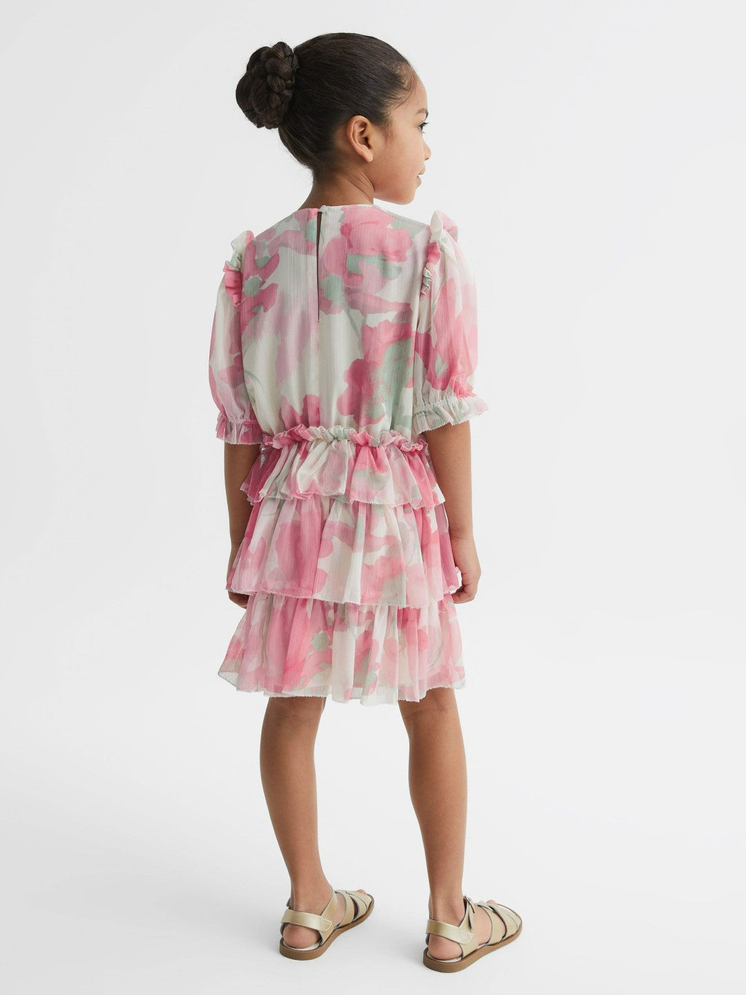 4-9 yrs Printed Tiered Dress in Pink Print | Reiss Children & Baby Best Seller