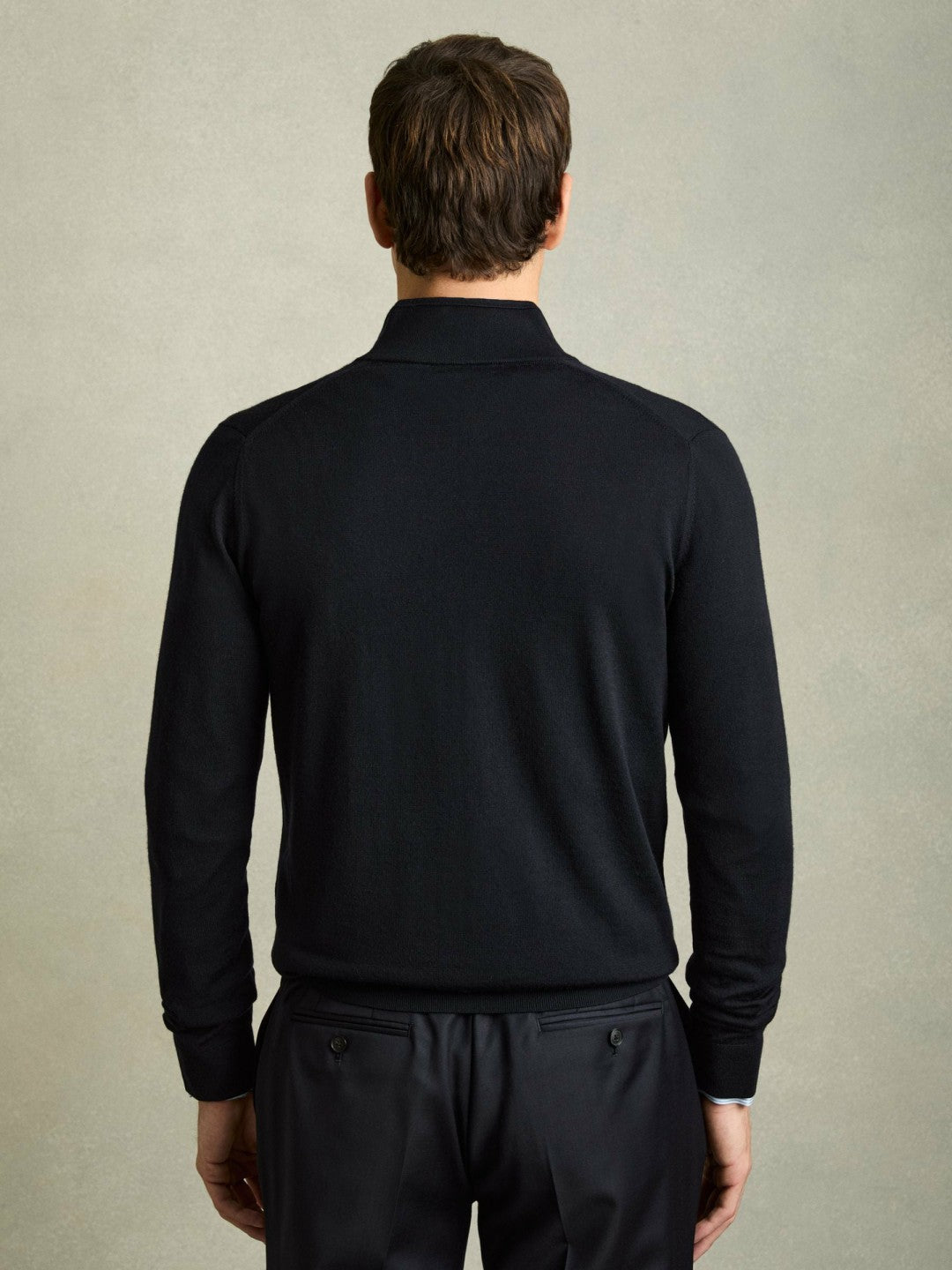 Merino Wool Zip-Through Cardigan in Navy | Reiss Men Trending