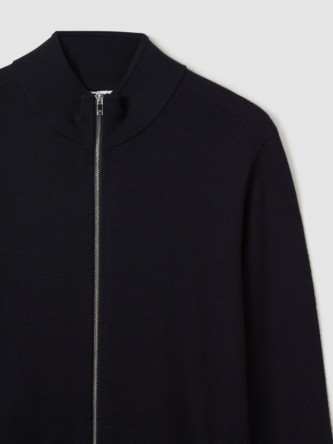 Merino Wool Zip-Through Cardigan in Navy | Reiss Men Trending