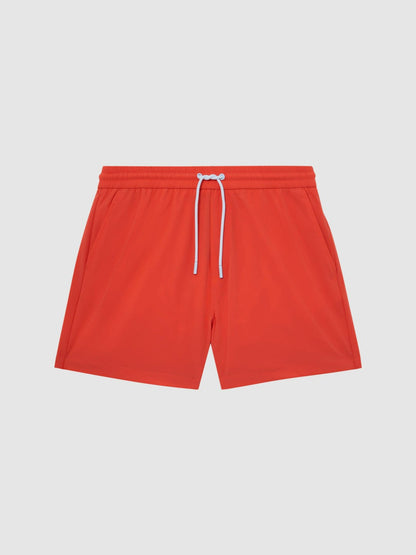 Plain Drawstring Swim Shorts in Bright Orange | Reiss Men Recommended