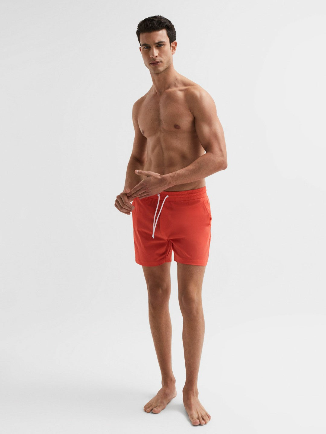 Plain Drawstring Swim Shorts in Bright Orange | Reiss Men Recommended
