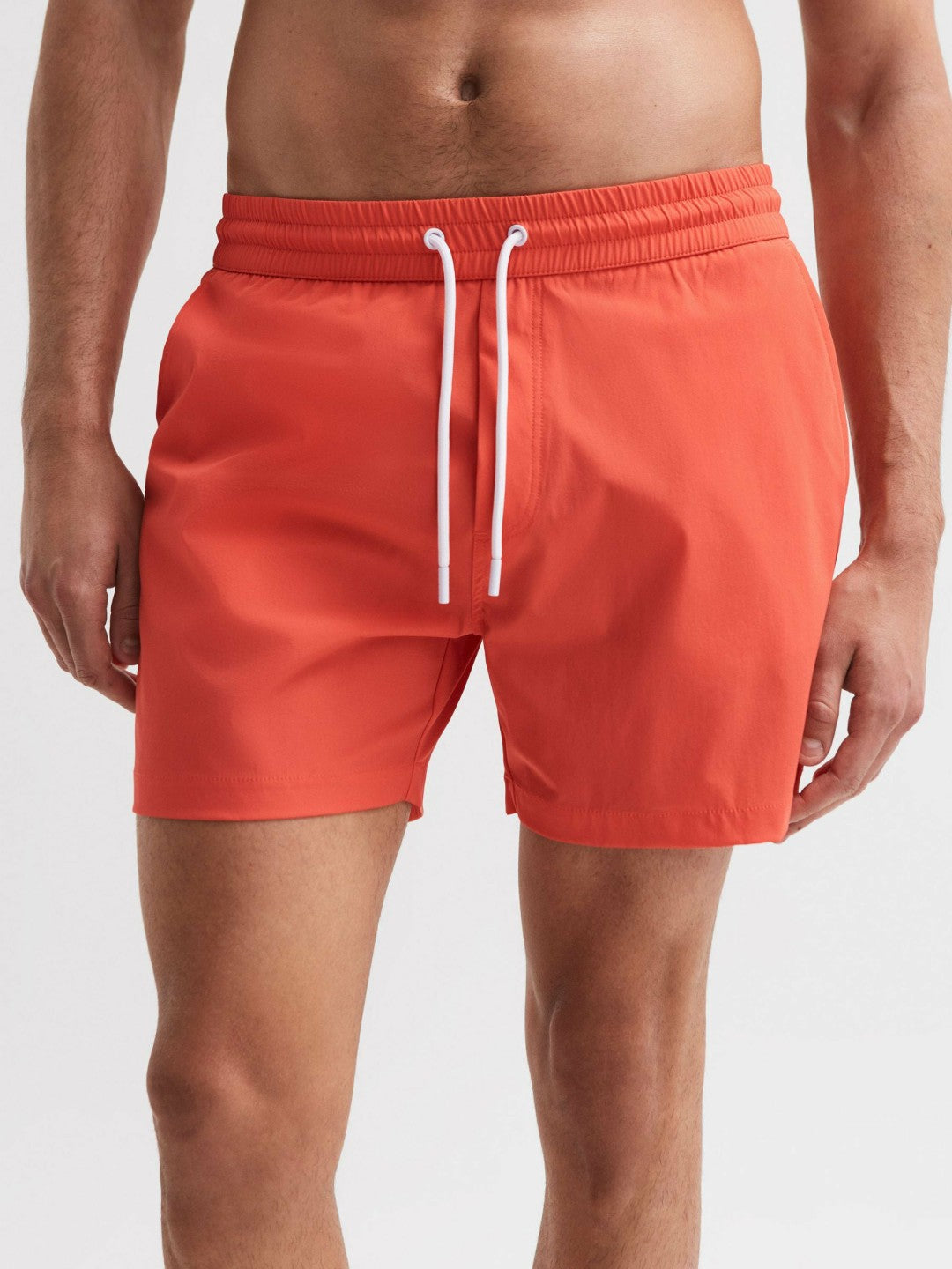 Plain Drawstring Swim Shorts in Bright Orange | Reiss Men Recommended