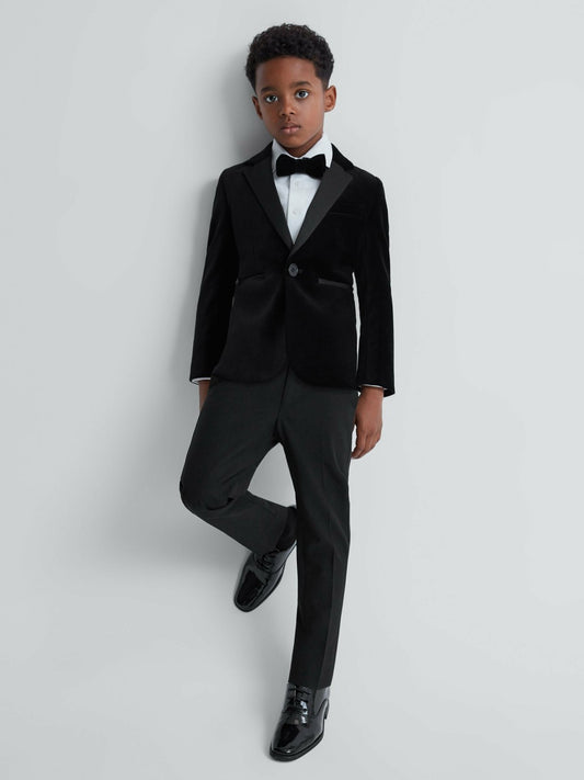 3-9 yrs Tuxedo Satin Stripe Trousers in Black | Reiss Children & Baby Signature