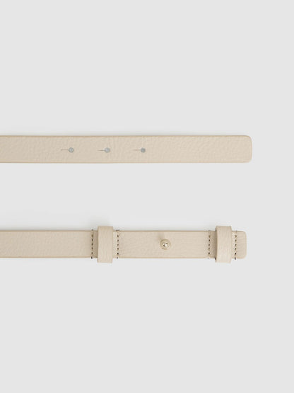 Leather Square Hinge Belt in Stone | Reiss Women Featured