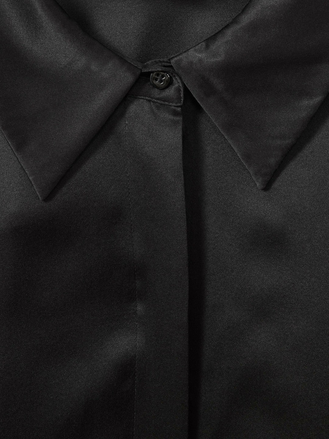 Petite Silk Double-Cuff Button-Through Shirt in Black | Reiss Women Exclusive