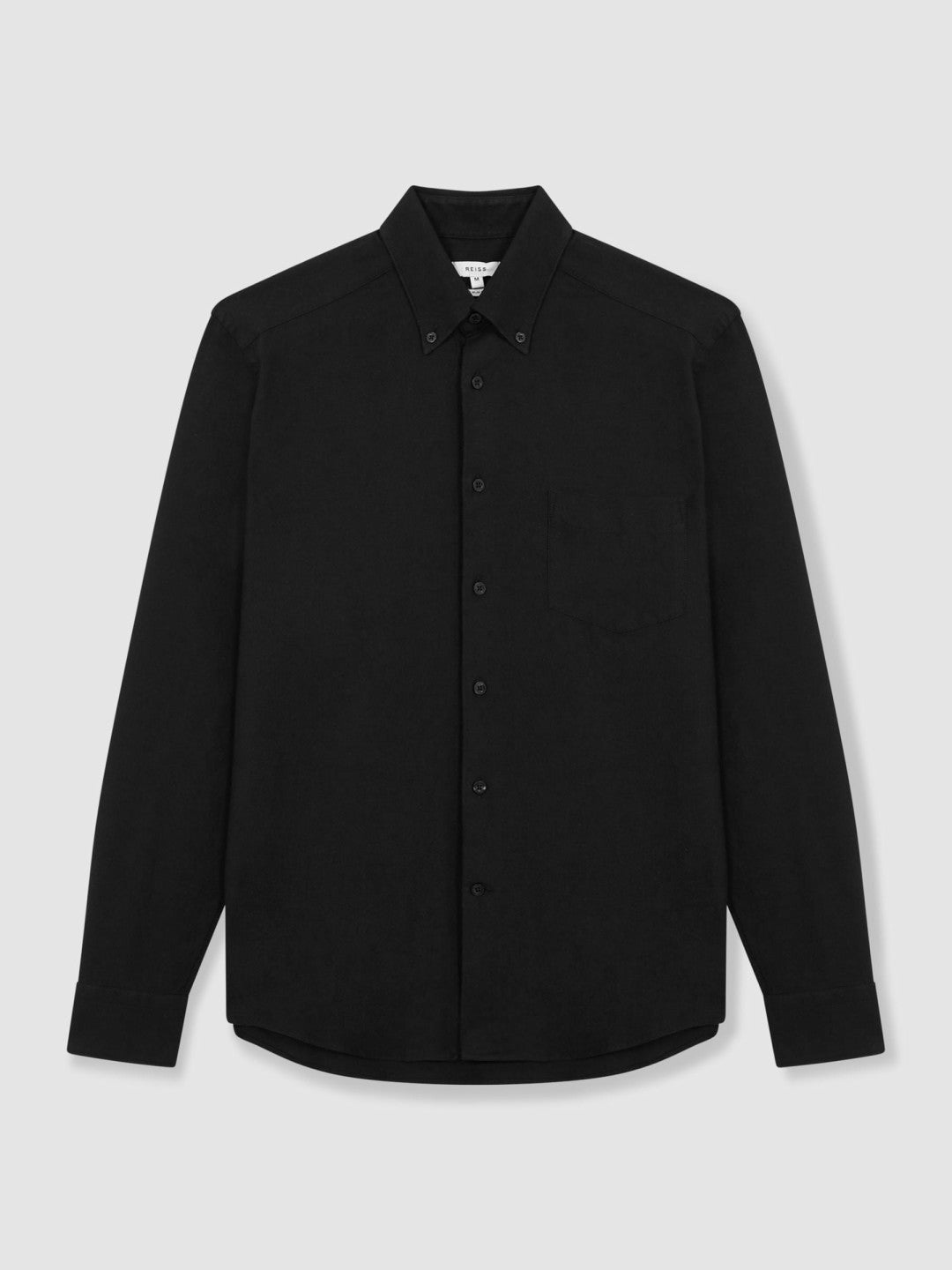 Slim-Fit Button-Down Collar Cotton Oxford Shirt in Black | Reiss Men Trending