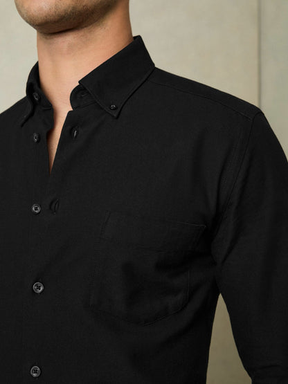 Slim-Fit Button-Down Collar Cotton Oxford Shirt in Black | Reiss Men Trending