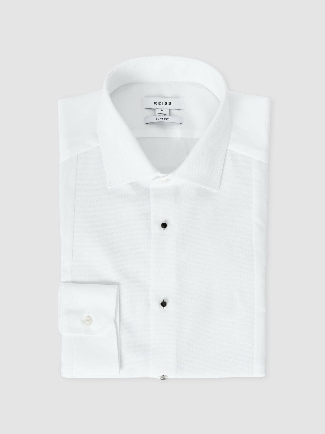Slim Fit Cotton Marcella Tuxedo Shirt in White | Reiss Men Featured