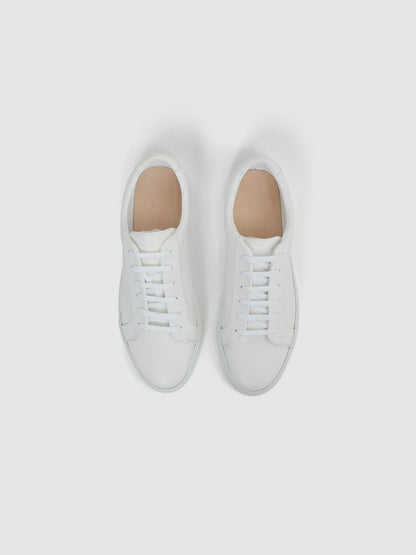 Tumbled-Leather Low-Top Trainers in White | Reiss Men New