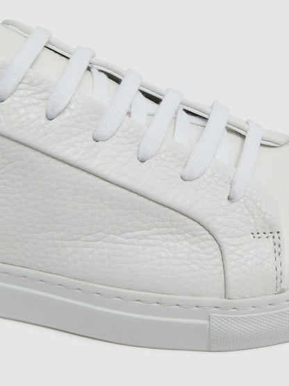 Tumbled-Leather Low-Top Trainers in White | Reiss Men New