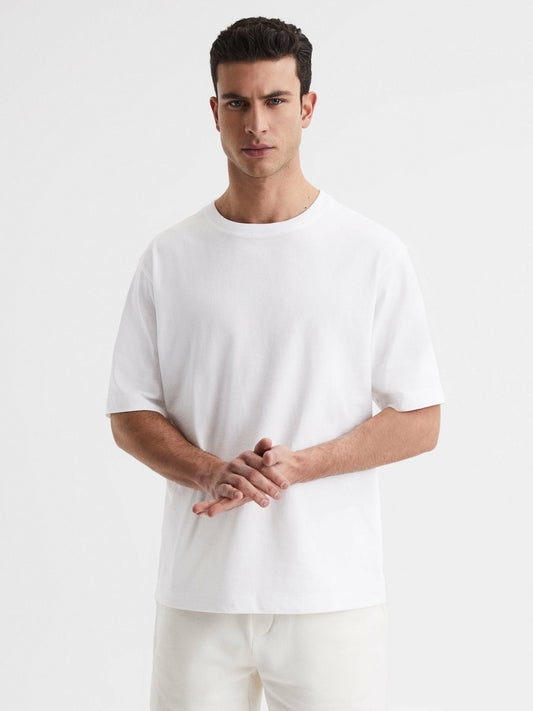Oversized Garment Dye T-Shirt in White | Reiss Men Recommended