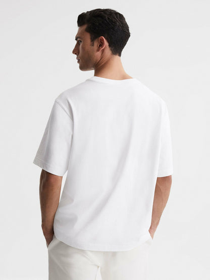 Oversized Garment Dye T-Shirt in White | Reiss Men Recommended