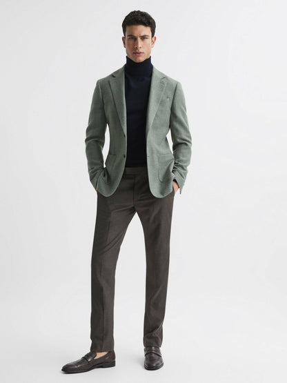 Slim Fit Merino Wool Roll Neck Jumper in Navy | Reiss Men Trending