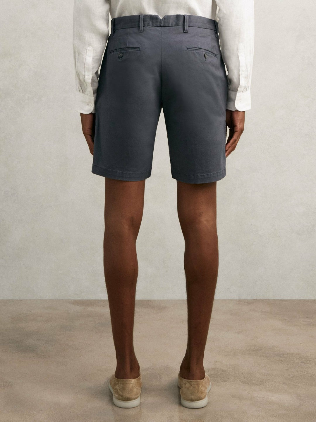 Cotton Chino Shorts with Stretch in Airforce Blue | Reiss Men Best Seller