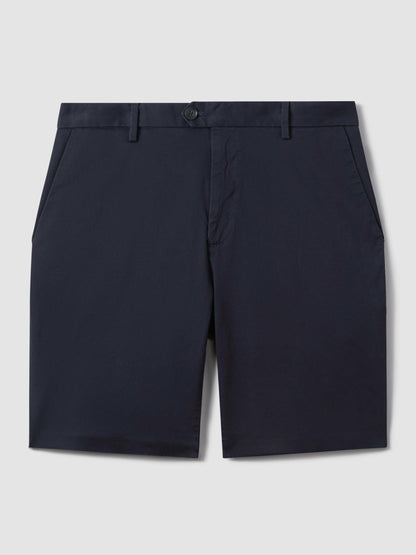 Cotton Chino Shorts with Stretch in Navy | Reiss Men Signature