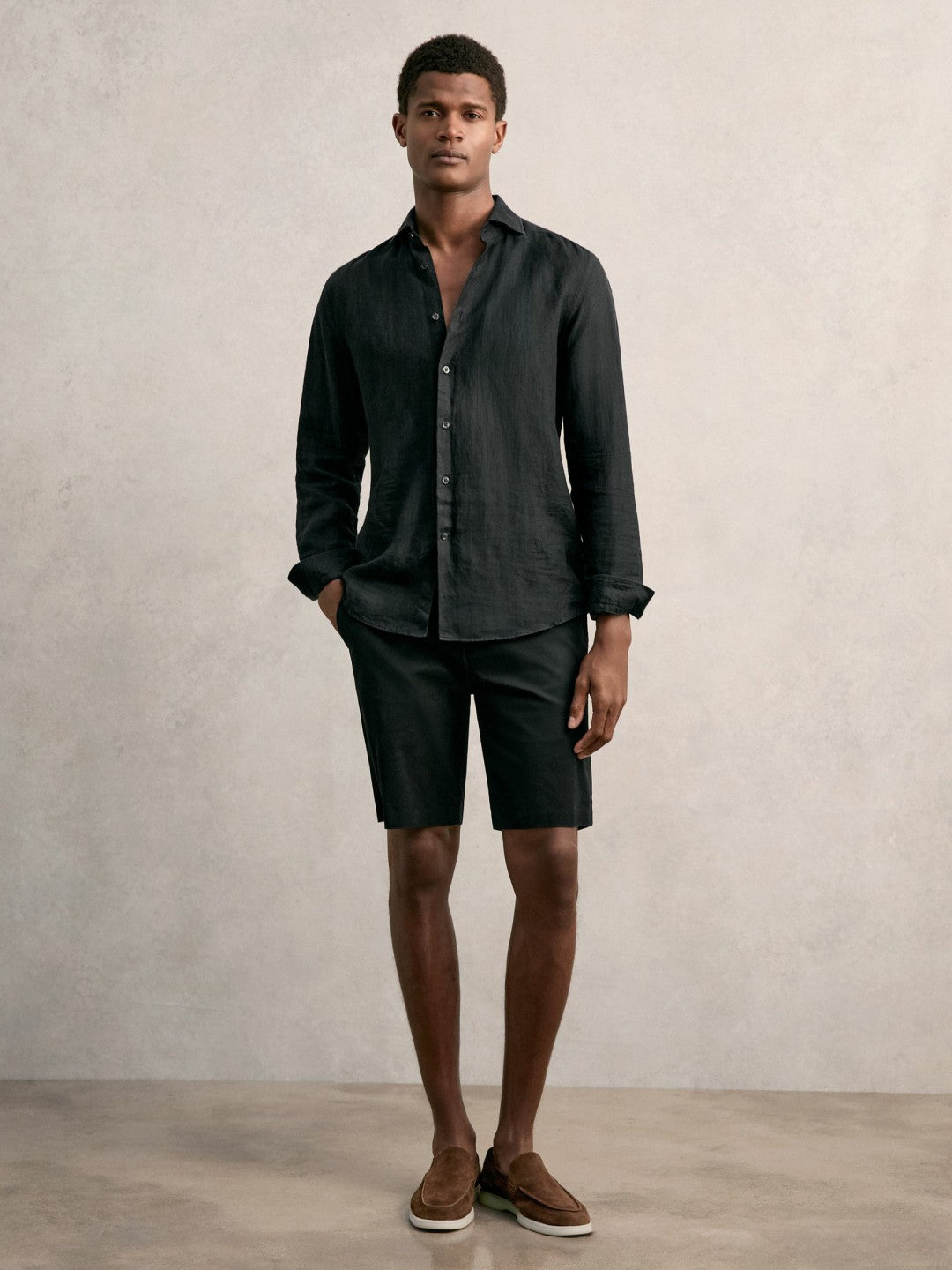 Cotton Chino Shorts with Stretch in Black | Reiss Men Trending