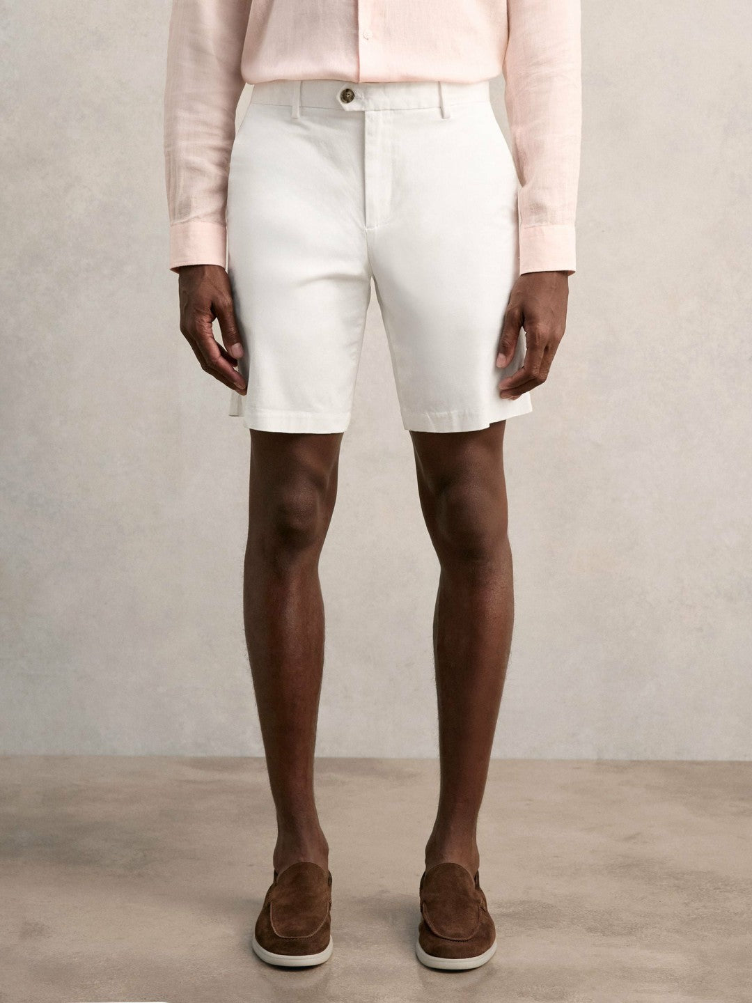 Cotton Chino Shorts with Stretch in White | Reiss Men Popular