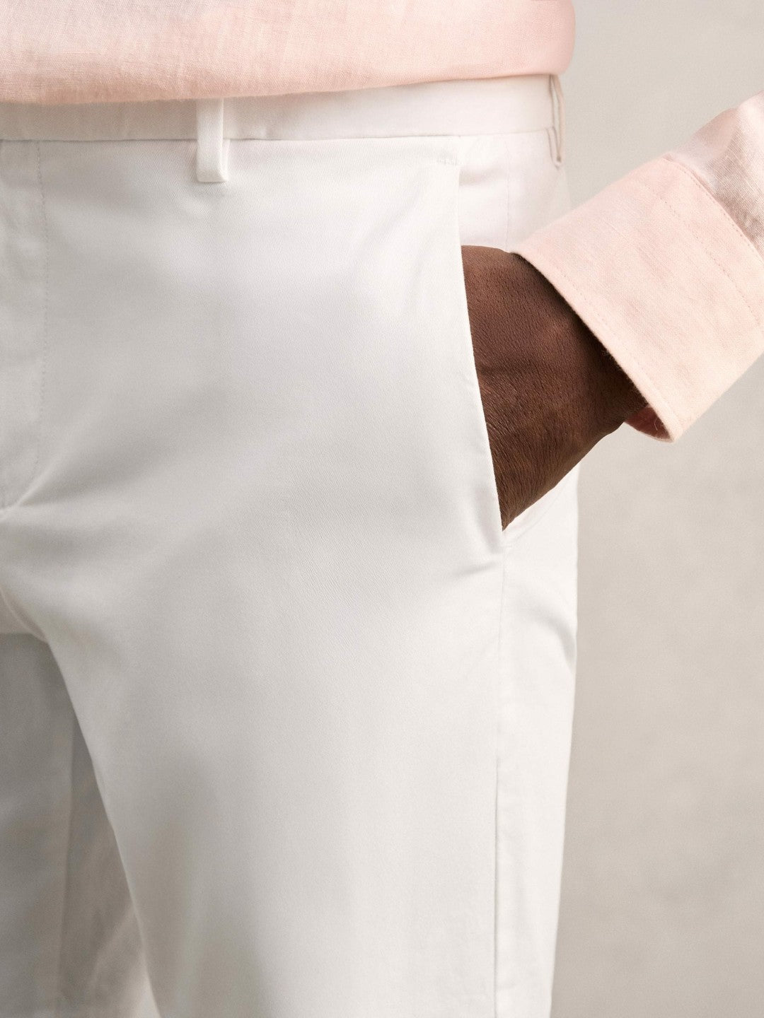 Cotton Chino Shorts with Stretch in White | Reiss Men Popular