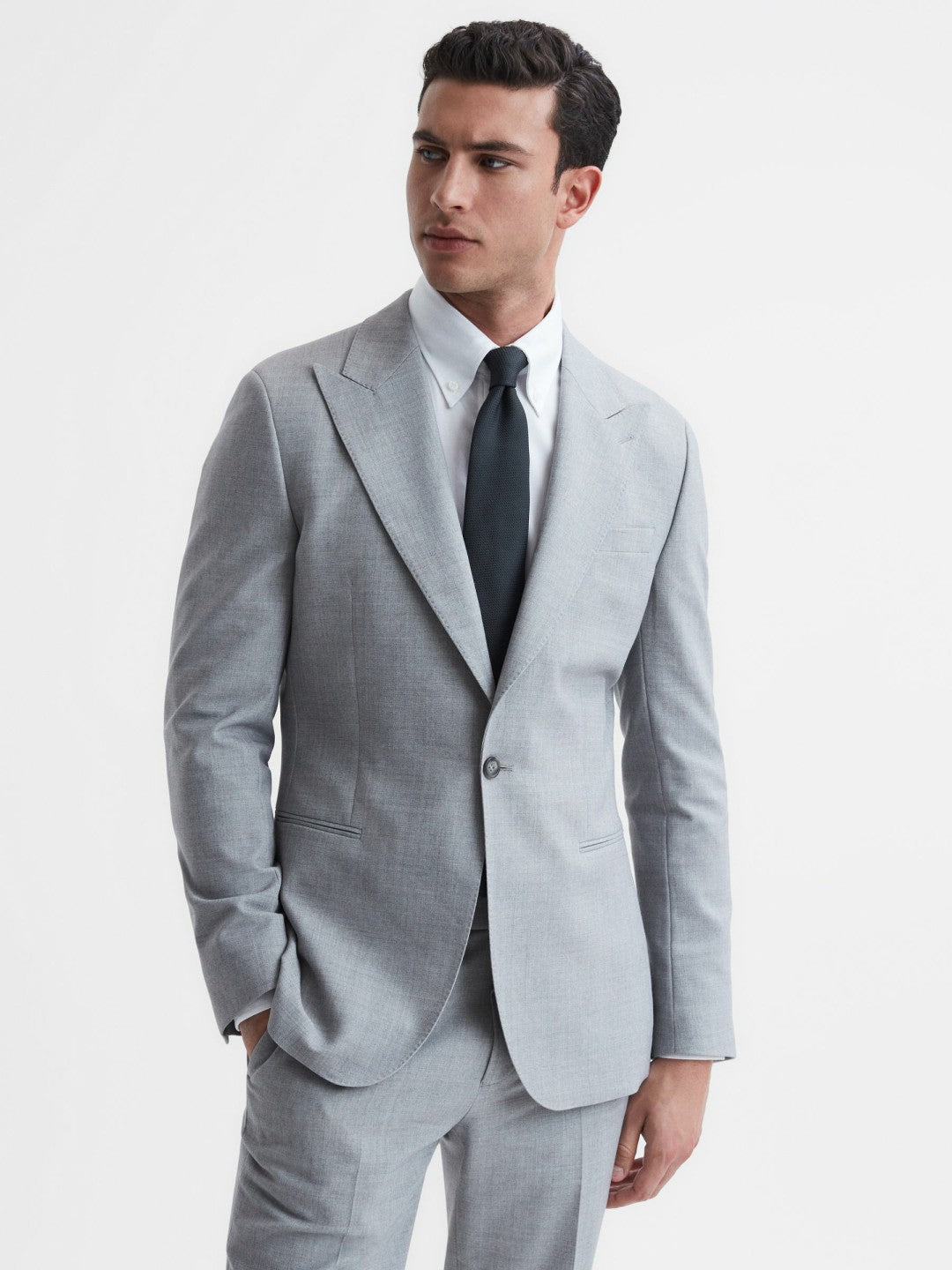 Textured Silk Blend Tie in Navy | Reiss Men Signature