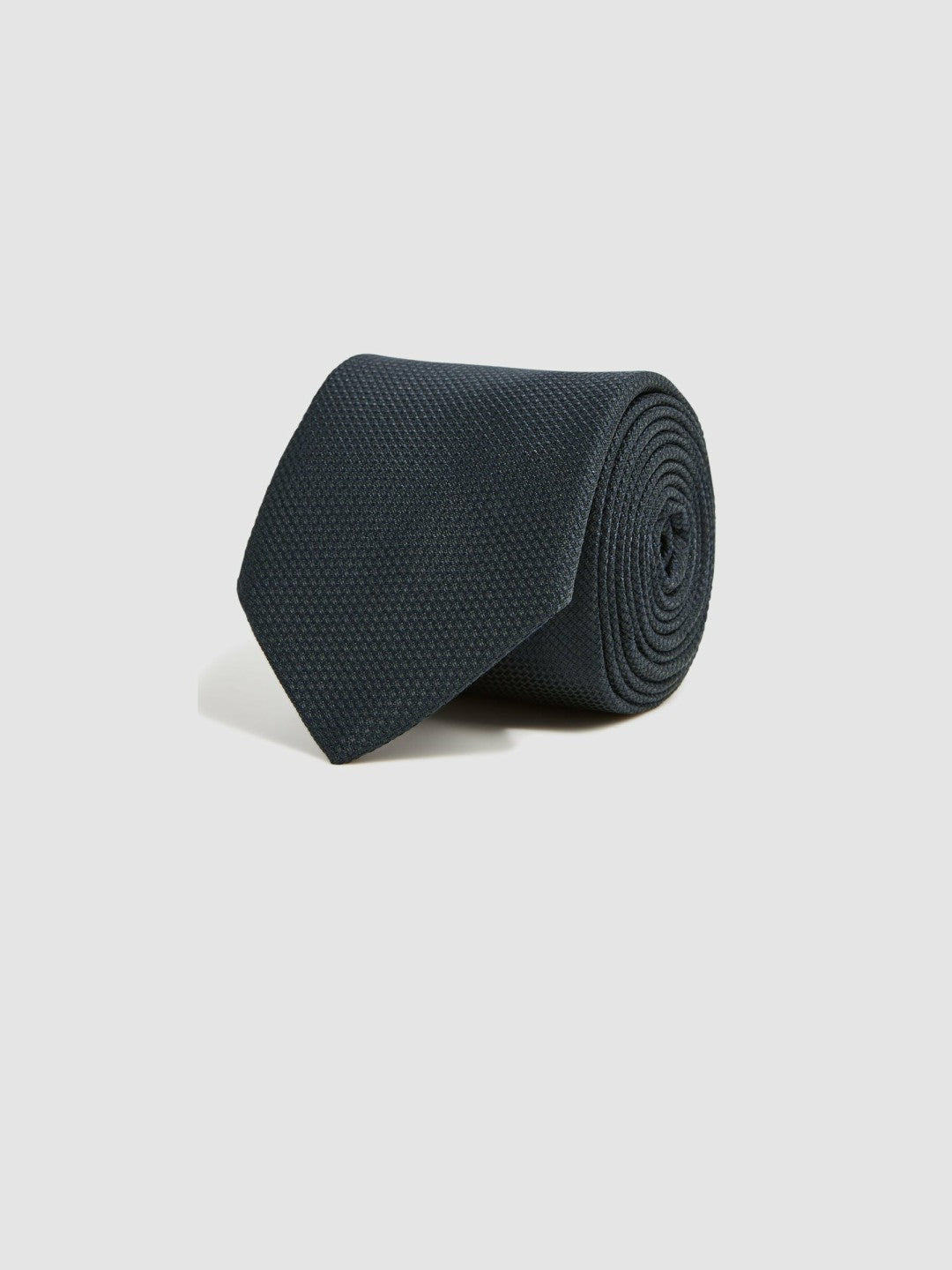Textured Silk Blend Tie in Navy | Reiss Men Signature