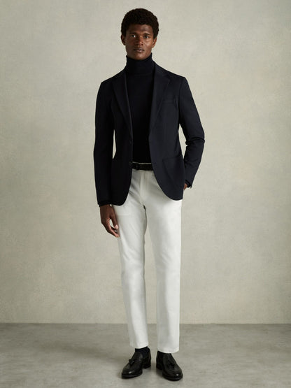 Slim Fit Washed Cotton Blend Chinos in White | Reiss Men Best Seller