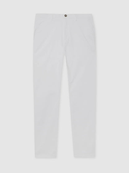 Slim Fit Washed Cotton Blend Chinos in White | Reiss Men Best Seller
