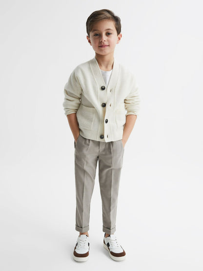 9-14 yrs Relaxed Elasticated Trousers with Turn-Ups in Taupe | Reiss Children & Baby Recommended
