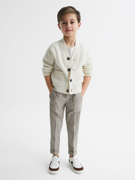 9-14 yrs Relaxed Elasticated Trousers with Turn-Ups in Taupe | Reiss Children & Baby Recommended