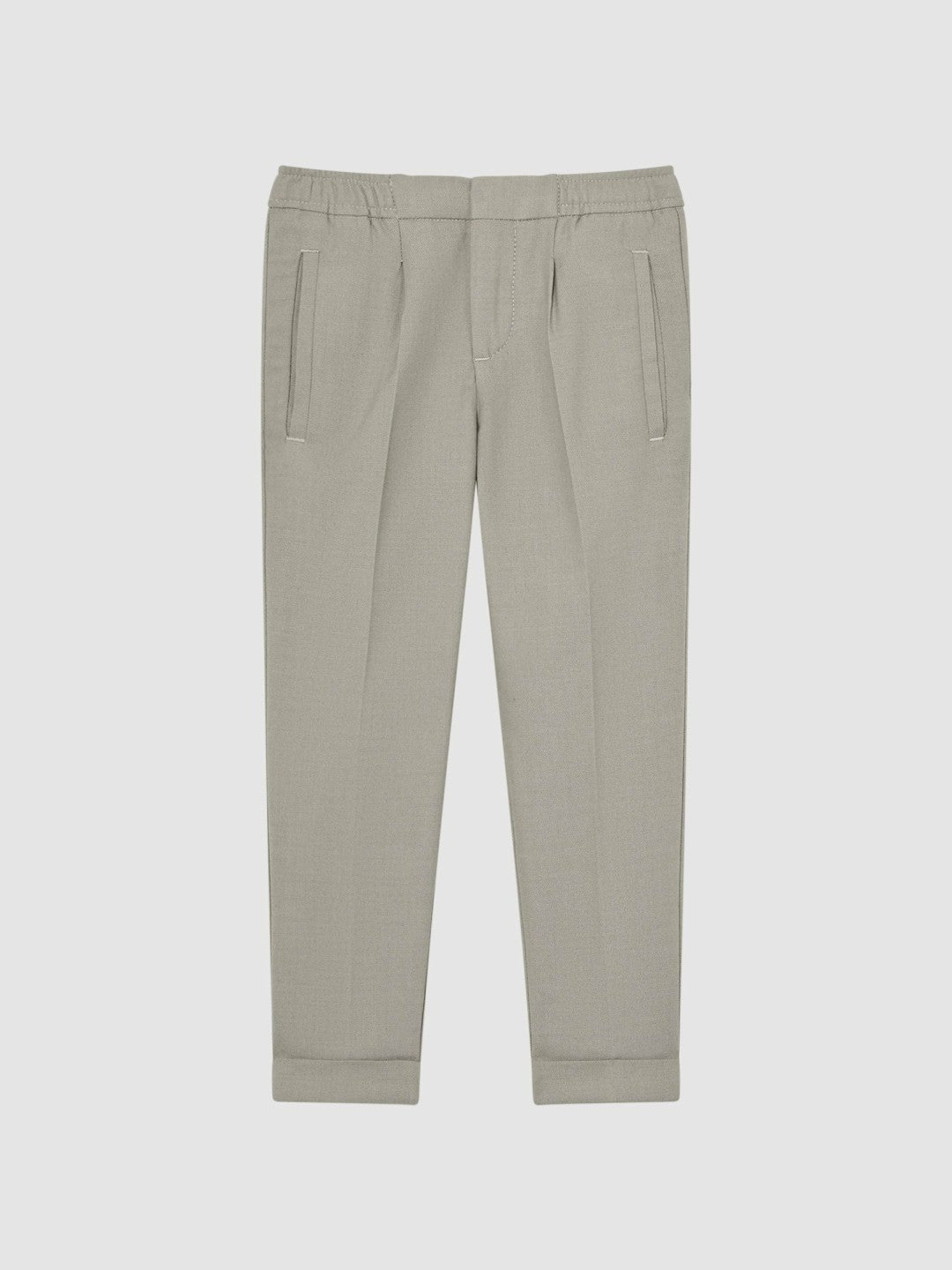 9-14 yrs Relaxed Elasticated Trousers with Turn-Ups in Taupe | Reiss Children & Baby Recommended