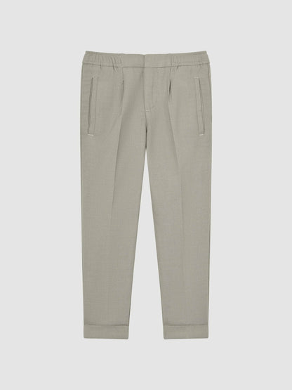 9-14 yrs Relaxed Elasticated Trousers with Turn-Ups in Taupe | Reiss Children & Baby Recommended