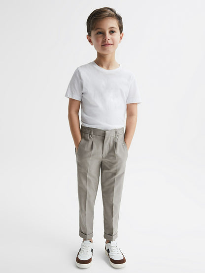 9-14 yrs Relaxed Elasticated Trousers with Turn-Ups in Taupe | Reiss Children & Baby Recommended