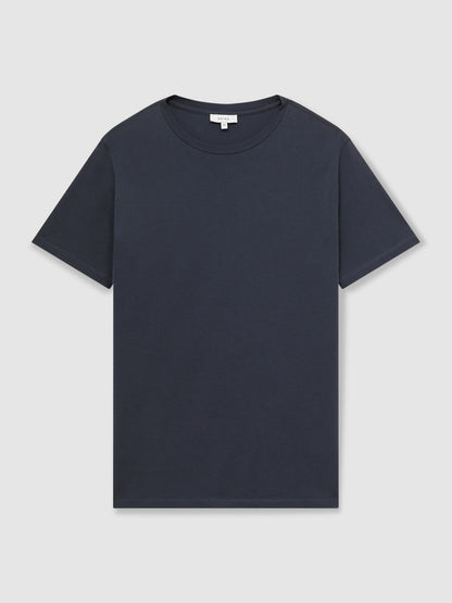 Cotton Crew Neck T-Shirt in Airforce Blue | Reiss Men Featured