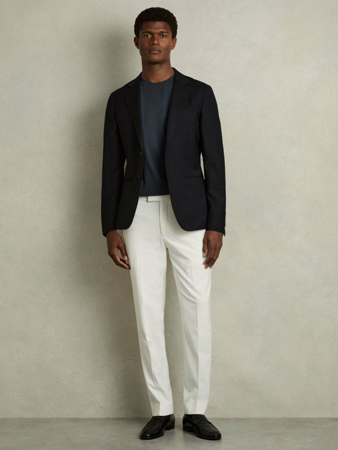 Cotton Crew Neck T-Shirt in Airforce Blue | Reiss Men Featured