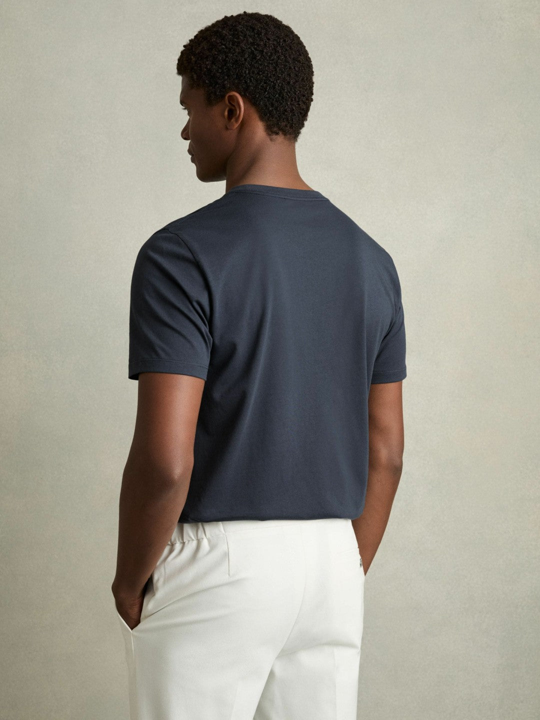 Cotton Crew Neck T-Shirt in Airforce Blue | Reiss Men Featured