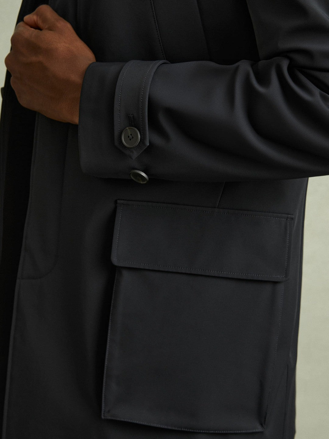 Hybrid Removable Funnel Neck Overcoat in Navy | Reiss Men Recommended