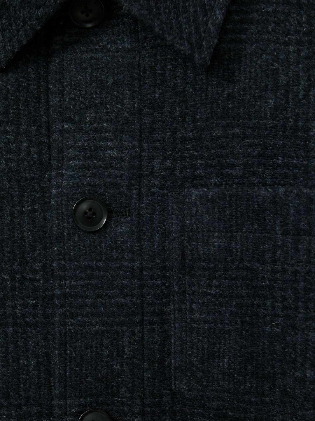 Checked Button Through Worker Jacket in Navy Melange | Reiss Men Best Seller